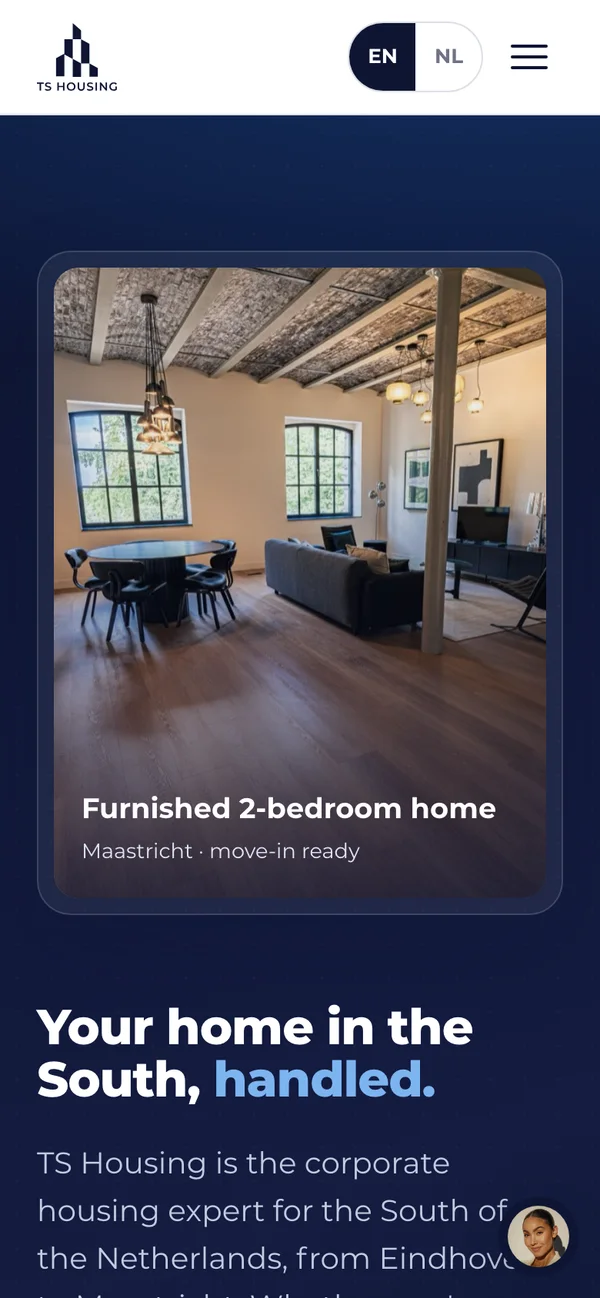 The TS Housing website on a phone