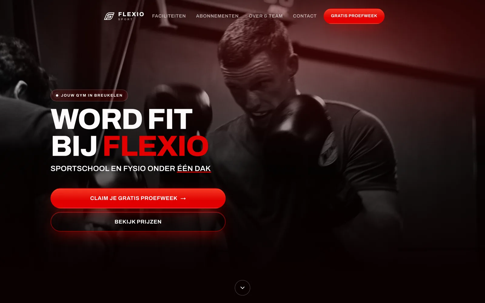 De website van Flexio Sport op een laptop